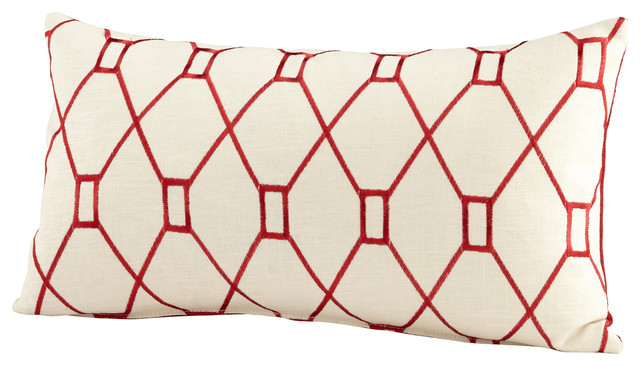 Cyan Design Obstruction Pillow, Red & White