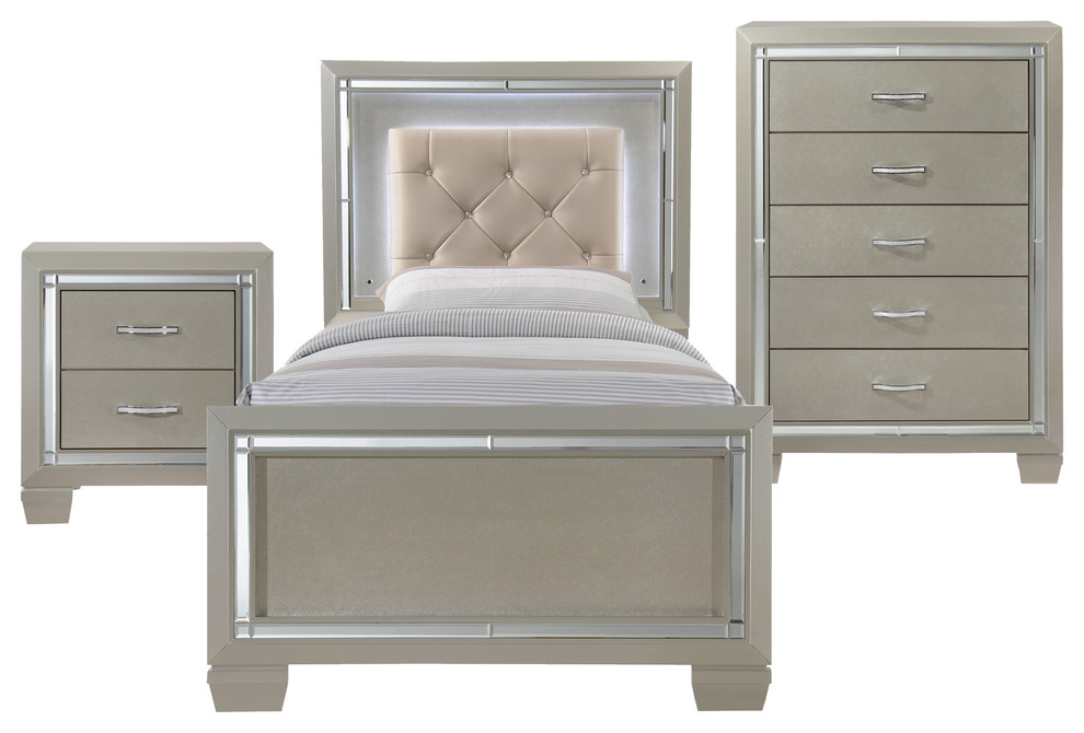 Glamour Youth Twin Platform 3-Piece Bedroom Set