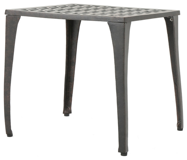 GDF Studio Kata Outdoor 18" Bronze Finished Cast Aluminum Side Table Transitional Outdoor