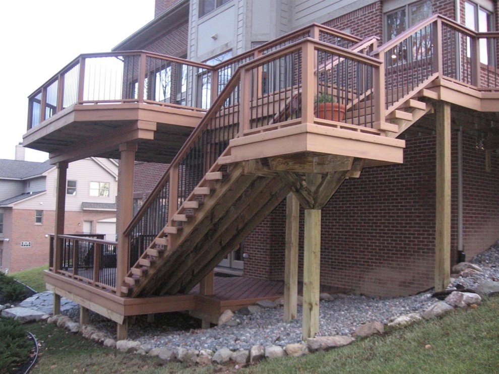 Inspiration for a large country backyard deck in Detroit with no cover.