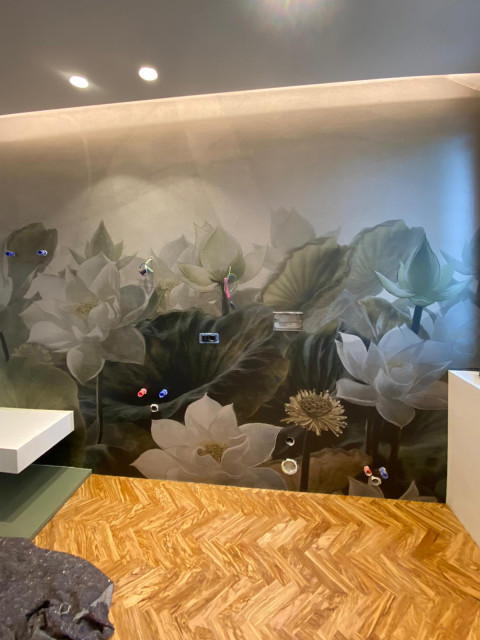 villa con parco minimalistisch-badezimmer