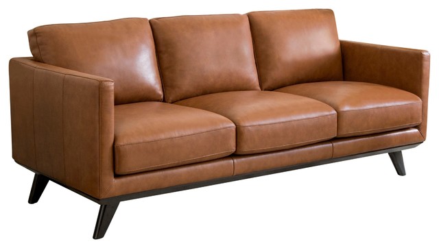 Abbyson Living Altamont Mid Century Top Grain Leather Sofa