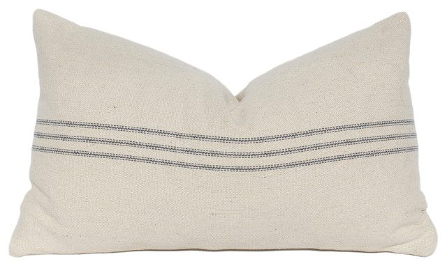 French Country Blue Striped Lumbar Linen Pillow Cover Horizontal Stripes French Country Blue Striped Lumbar Linen Pillow Cover Horizontal Stripes