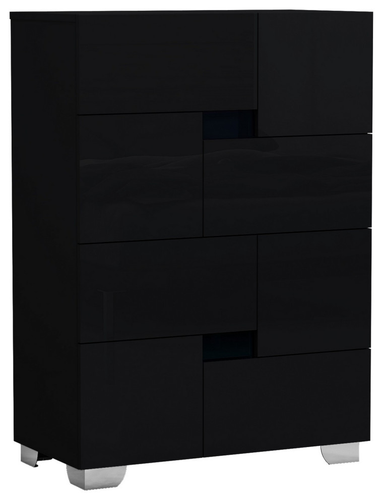 44" Superb Black High Gloss Chest Transitional Dressers by
