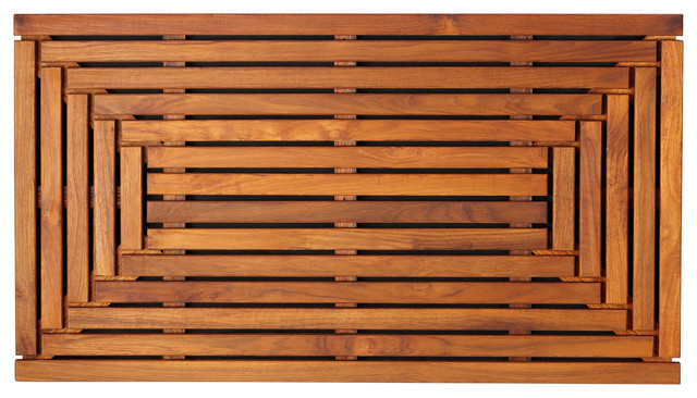 Bare Decor Zen Spa Shower Or Door Mat In Solid Teak Wood And Oiled Finish 31.5