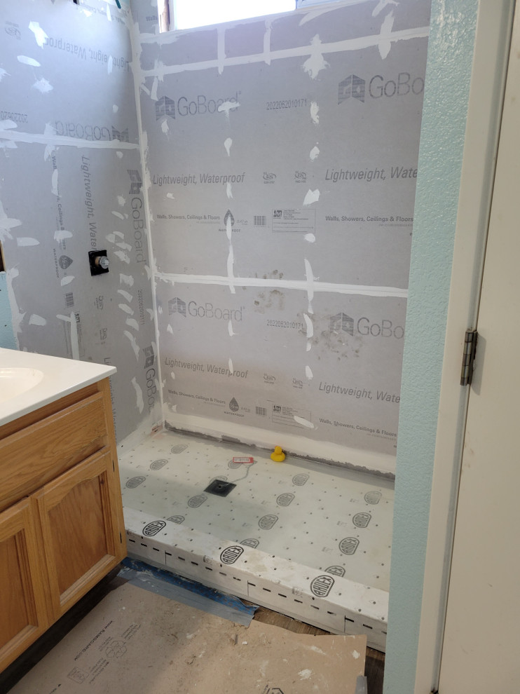 Small Bathroom Remodel with Aqua Tiles