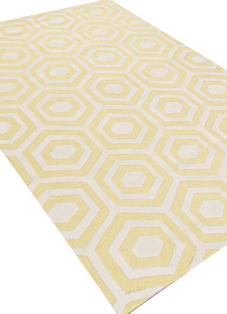 Adam Wool Yellow and Ivory Area Rug, 2'x3'
