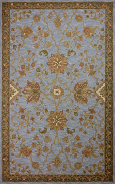 Traditional 7' 6"x9' 6" Light Blue Hand Hooked Area Rug Persian HK133