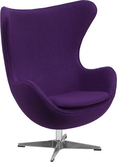 "Vela" Retro Lounge Chairs, Purple Wool