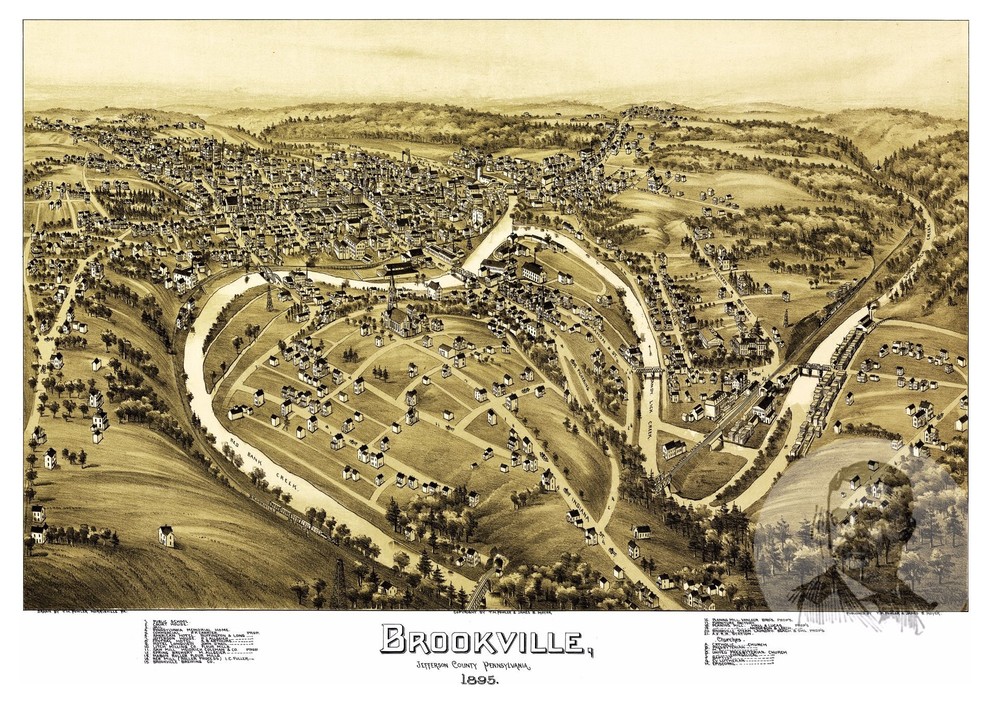 Historic Brookville, PA Map 1895, Vintage Pennsylvania Art Print Decor ...