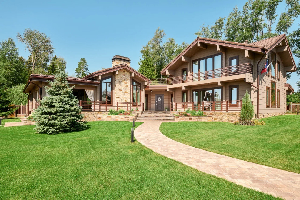 Дом из клееного бруса в стиле шале