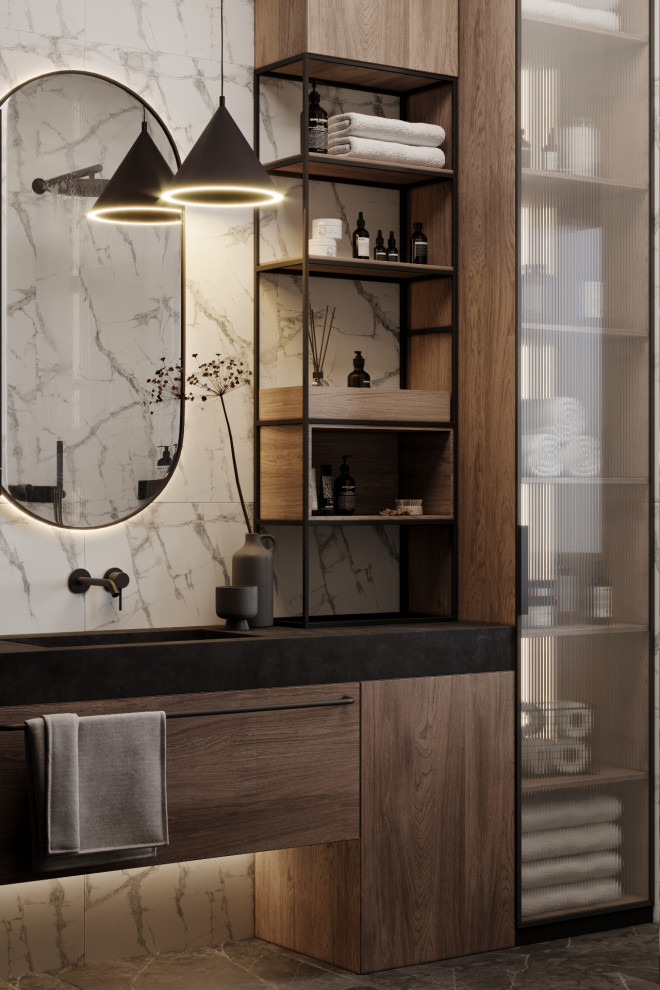 Визуализация кабинета и санузла в коттедже в д. Конохово