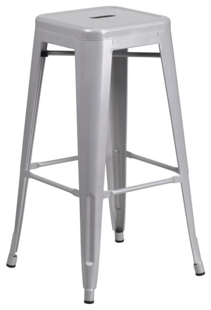 Flash Furniture 24" Metal Backless Counter Stool in Silver Industrial