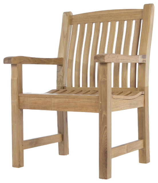 Veranda Teak Armchair Transitional Outdoor Dining Chairs by