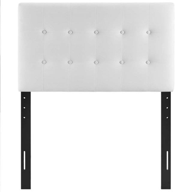 Modway Emily Full Tufted Performance Velvet Headboard in White, Twin ...