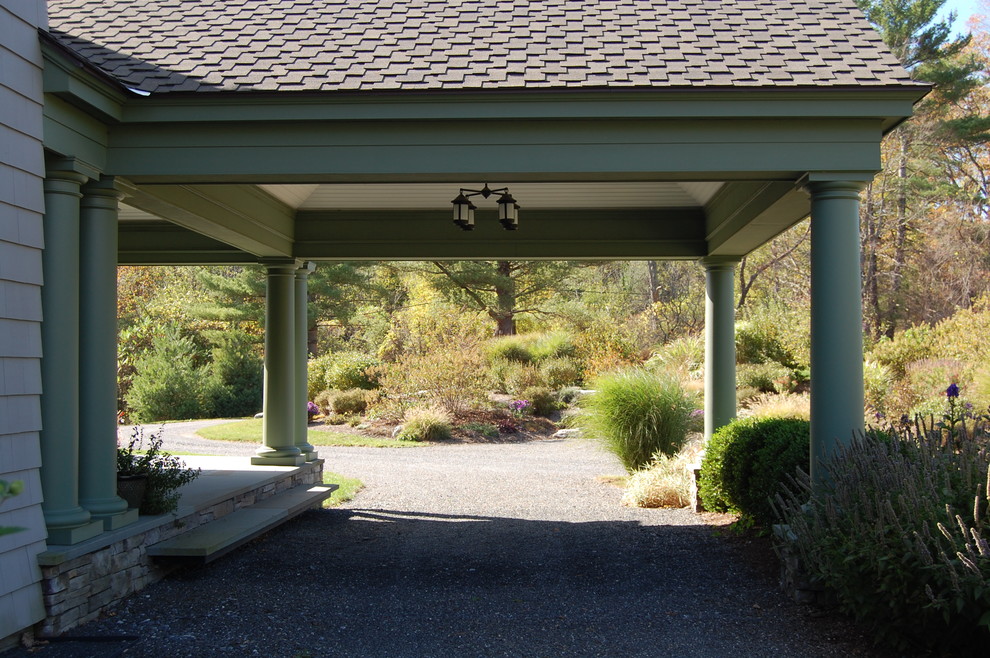 Design ideas for a large traditional attached two-car carport in Bridgeport.