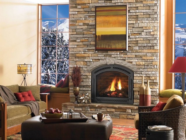 Heat Glo Cerona Gas Fireplace Traditional Living Room