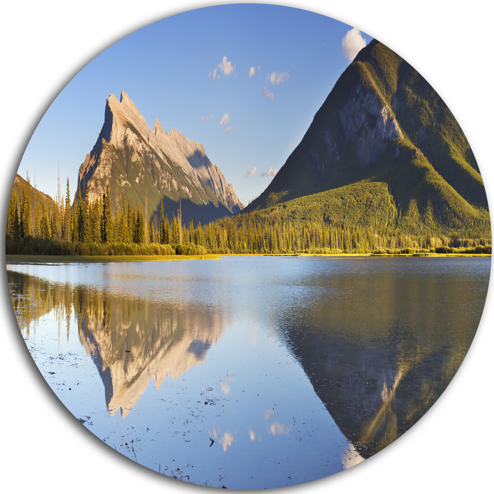 Vermillion Lakes And Mount Rundle, Landscape Round Wall Art, Disc of 23 ...