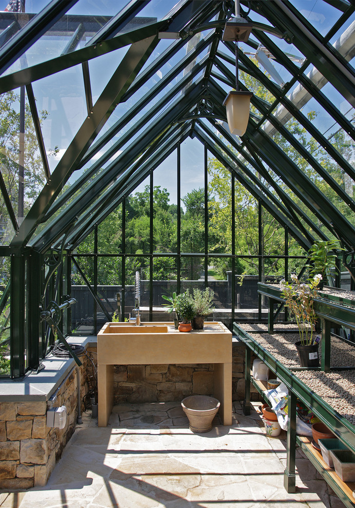 This is an example of a mid-sized mediterranean detached greenhouse in DC Metro.