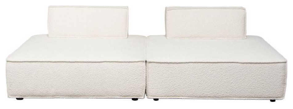 Cara 2-Piece Square Modular Lounger in Ivory Boucle Fabric by Diamond Sofa