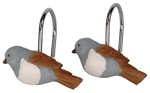 Faithful Birds Shower Curtain Hooks Contemporary Shower