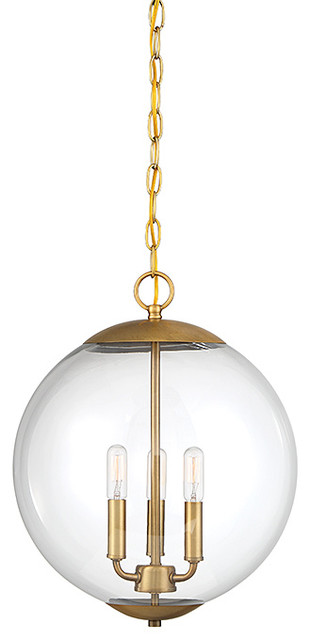 3-Light Pendant, Natural Brass modern-pendelleuchten