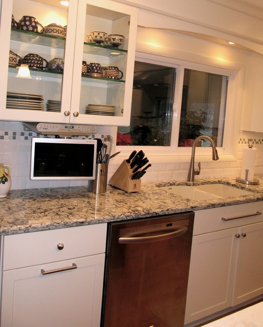 Sink Area With Pull Down Flat Screen Tv Traditional Kitchen