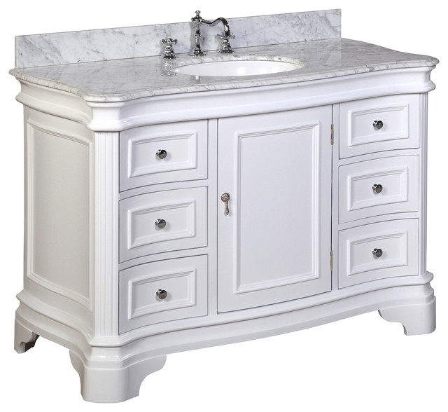 Aria 48 Bathroom Vanity Carrara White Ideas White Top Carrara Marble 48 Katherine Bath Vanity Traditional Bathroom Vanities And Sink