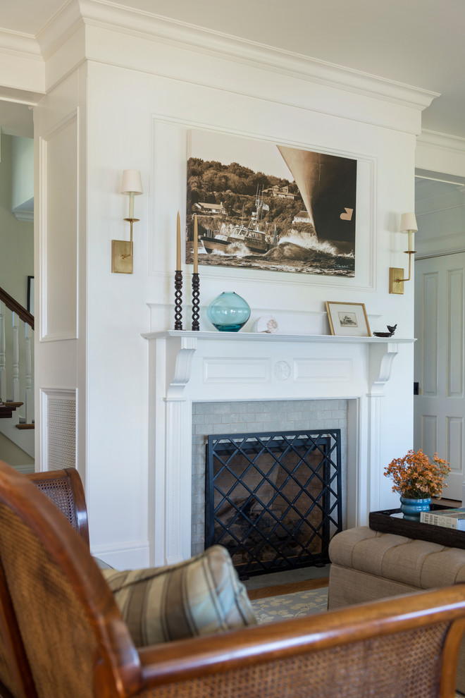 Family room - coastal family room idea in Providence