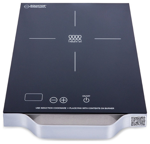 Equator 11inch Portable SingleBurner Induction Cooktop with Handle in Black Cooktops by