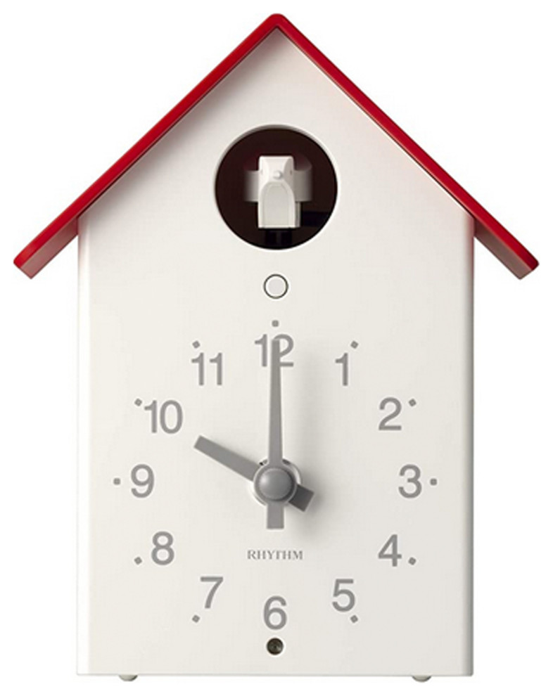 Rhythm's Tori House White & Red Cuckoo Clock