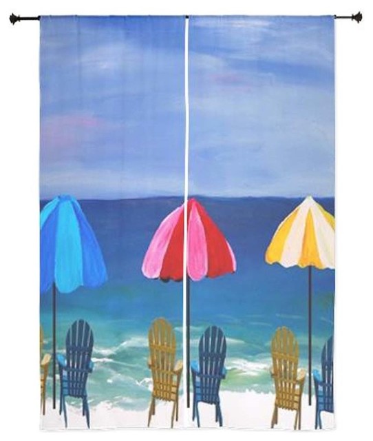Shop Houzz Mary Gifts By The Beach Beach Art Sheer Curtains, Beach