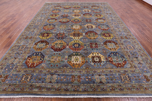 Handmade Fine Turkmen Wool Rug 10' 1" X 13' 9" - Q15635