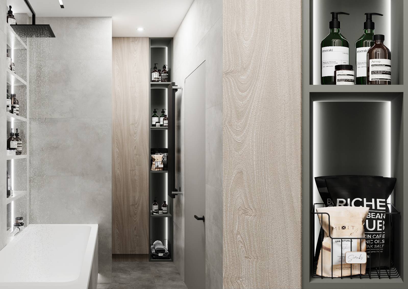 Место для хранения в ванной комнате