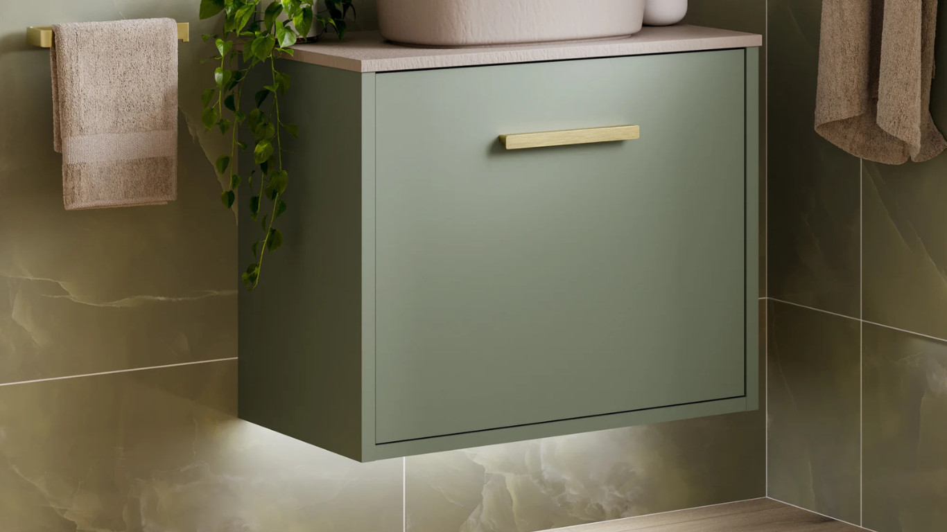 Calming Green and Brown Bathroom in Kentish Town