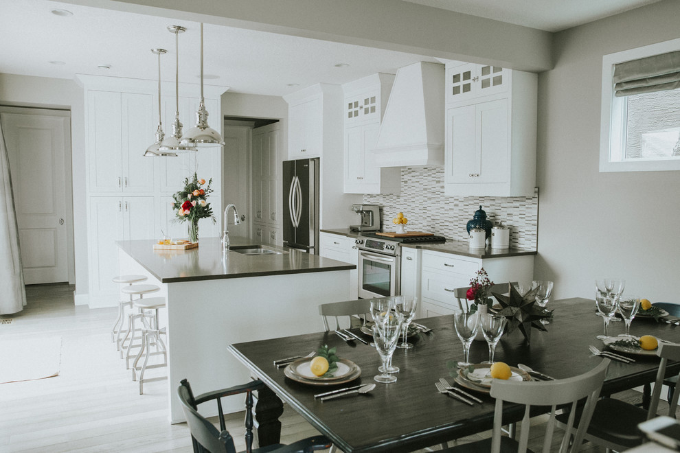 Inspiration for a transitional home design remodel in Calgary
