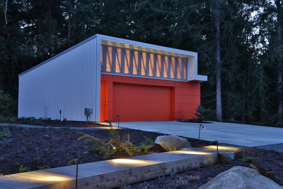 Design ideas for an industrial detached two-car garage in Seattle.