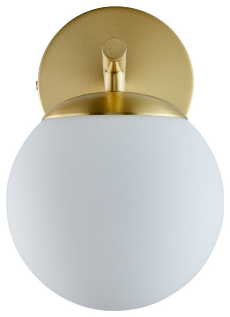 Aidan Single Sconce, Brushed Brass With Matte Frosted Glass