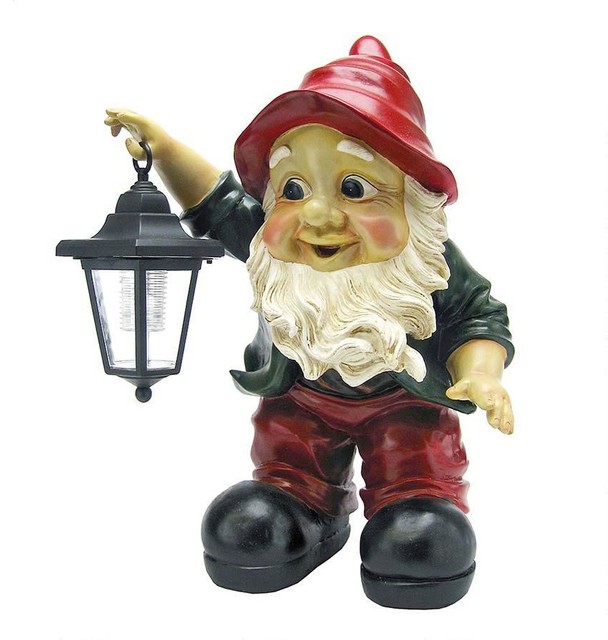 Garden Gnome with Lantern Statue