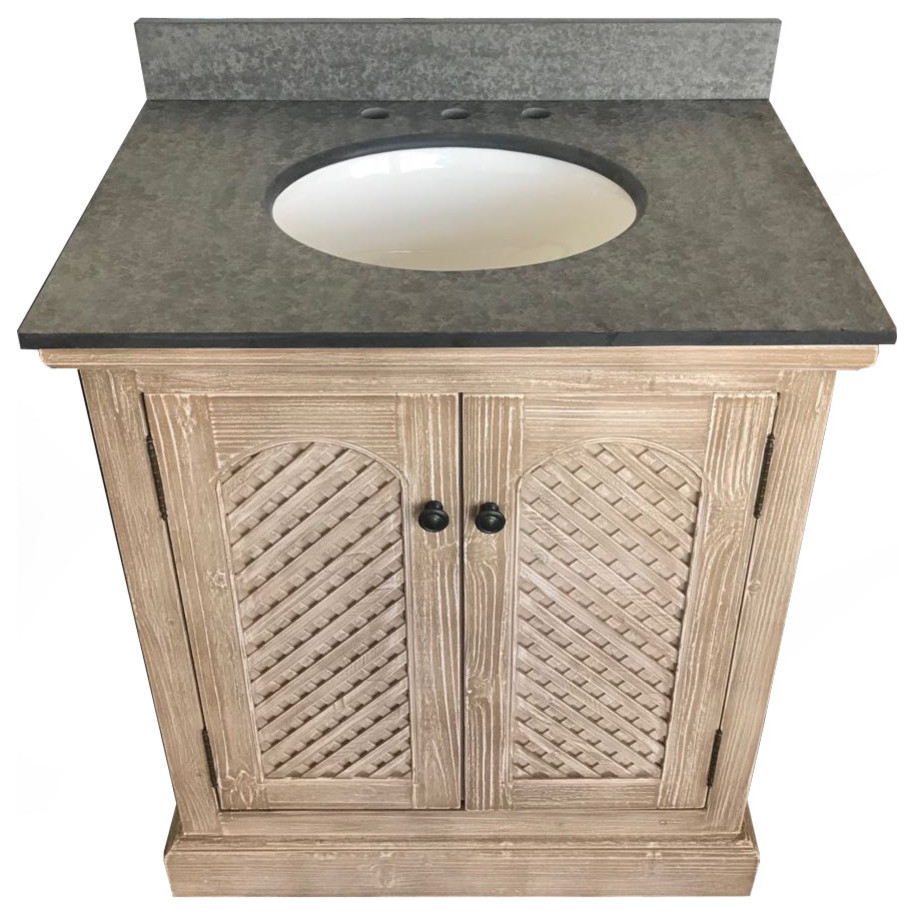 Fir Sink Vanity With Polished Surface Granite Top, 36" Farmhouse Bathroom Vanities And Sink