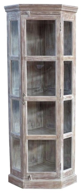 Bengal Manor Mango Wood Corner Beveled Gl Door Curio