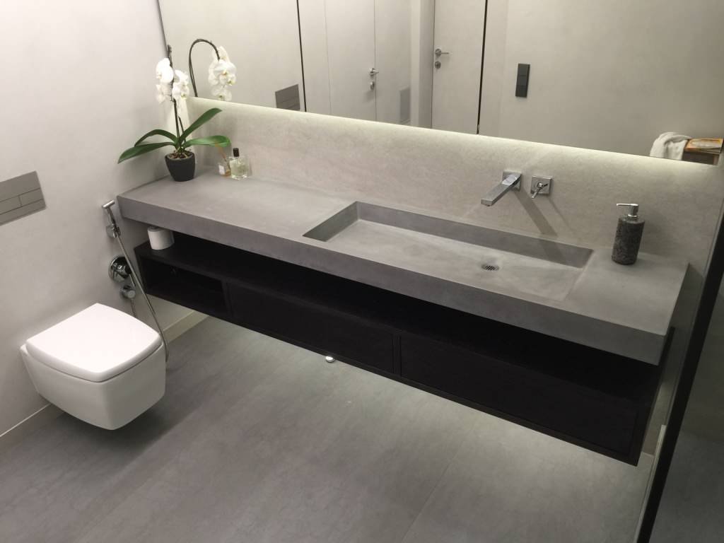 Серая раковина из бетона