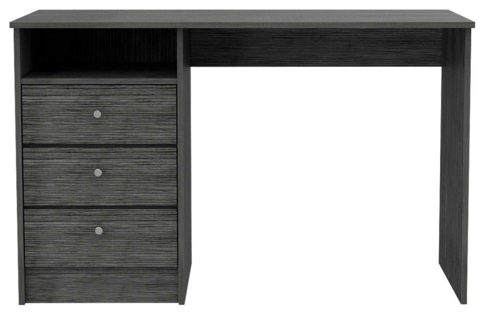 Naples 30inch Tall Computer Desk with 3 Drawers, Smoky Oak Transitional Desks And Hutches