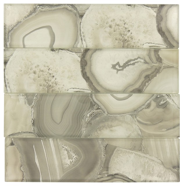 3"x12" Magical Forest Glossy Glass Tile, Set of 15, 3"x12