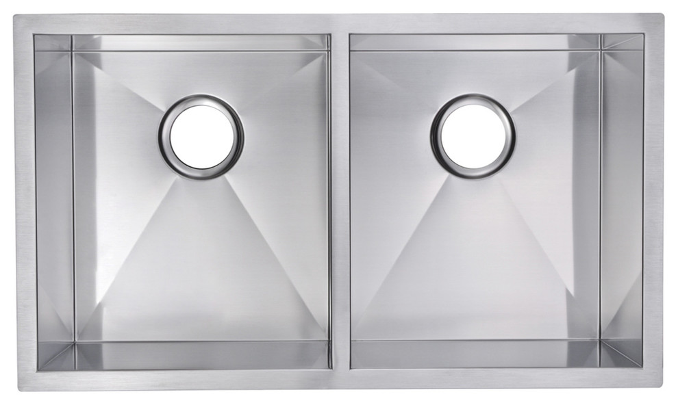 50/50 Double Bowl Stainless Steel Undermount Kitchen Sink With Coved Corners