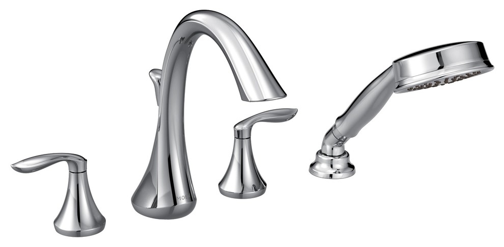 Moen Eva Chrome Two-Handle Roman Tub Faucet Includes Hand Shower T944