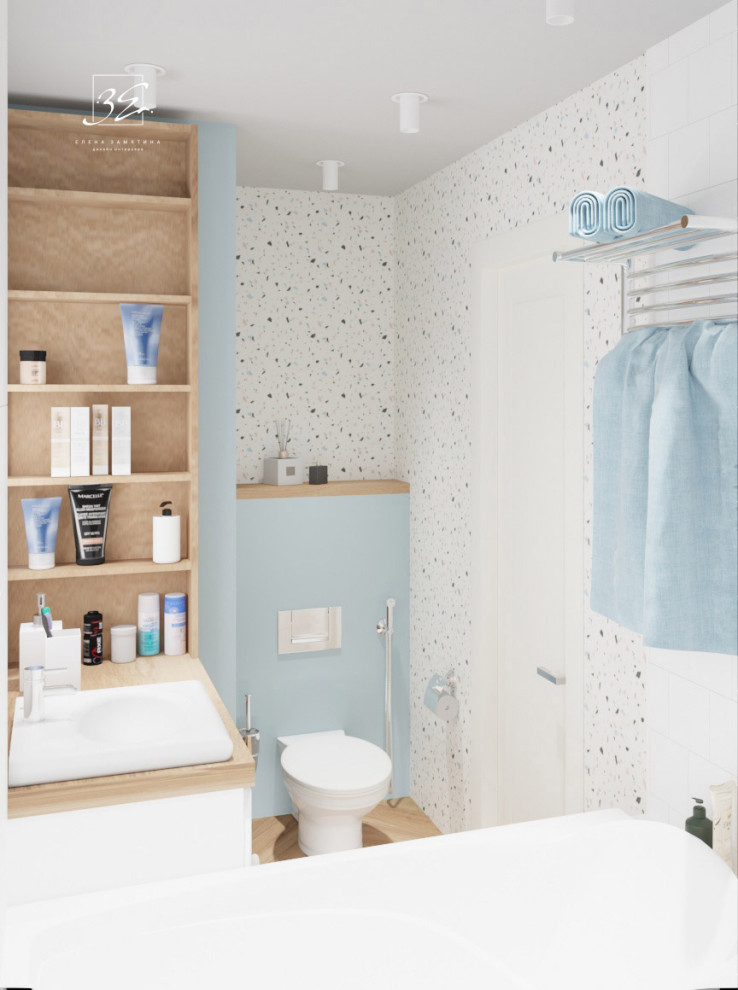 Санузел в скандинавском стиле совмещенный