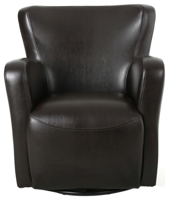 Gdf Studio Almendro Bonded Leather, Leather Swivel Club Chair Brown