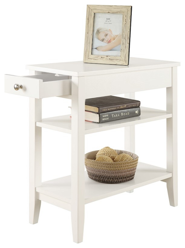 Convenience Concepts American Heritage Three Tier End Table, White