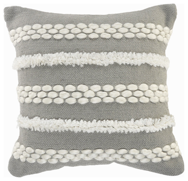 Gray Textured and Tufted Throw Pillow Contemporary Decorative Pillows by LR Home Houzz